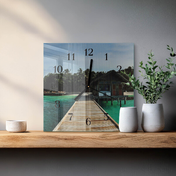 Square wall clock Sea Palms