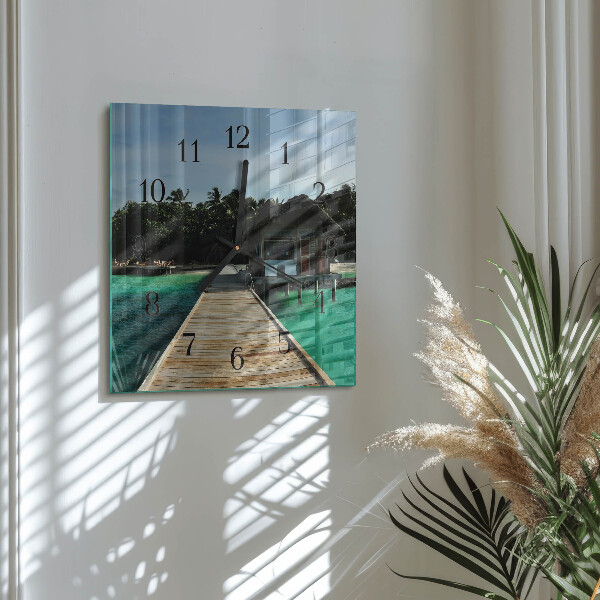 Square wall clock Sea Palms