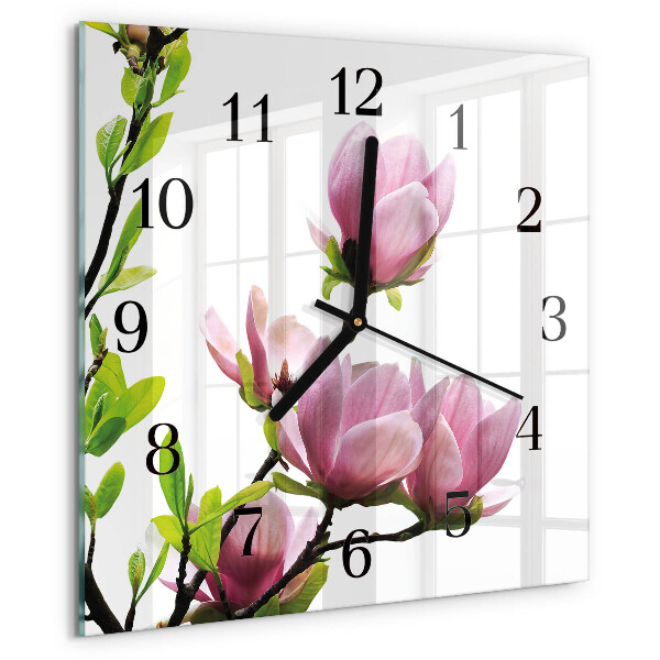 Square wall clock Magnolia Flower