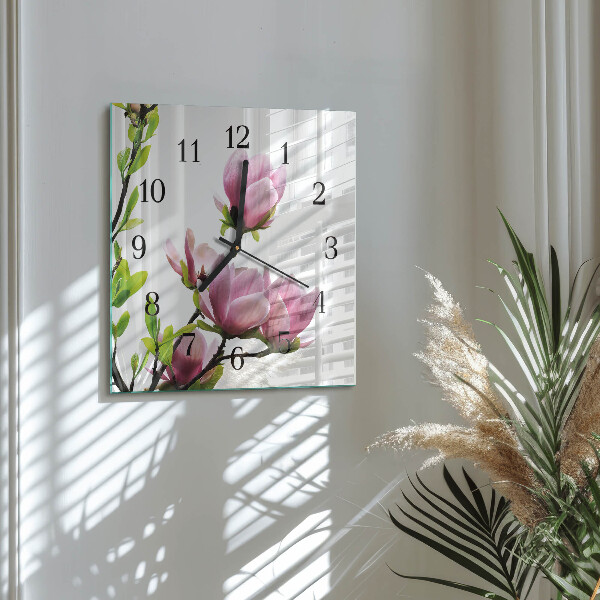 Square wall clock Magnolia Flower