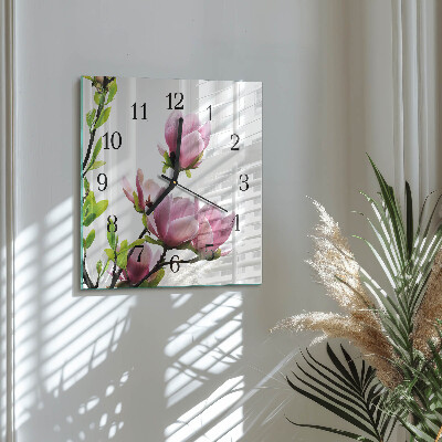 Square wall clock Magnolia Flower