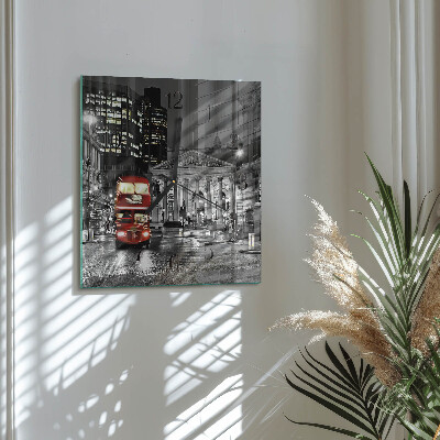 Square wall clock London bus