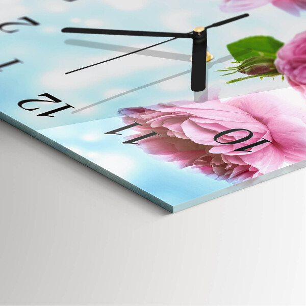 Square wall clock Peonies