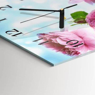 Square wall clock Peonies
