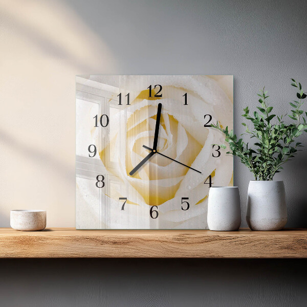 Square wall clock Rose