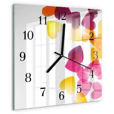 Square wall clock Colorful Hearts