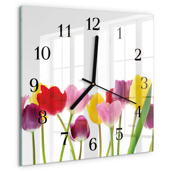 Square wall clock Colorful Tulips