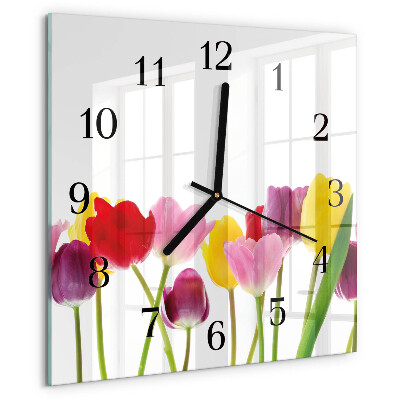 Square wall clock Colorful Tulips