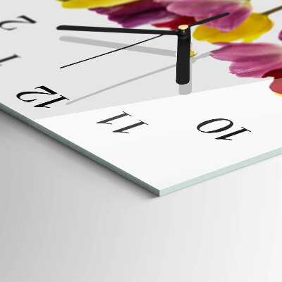 Square wall clock Colorful Tulips