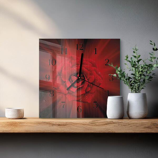 Square wall clock Rose