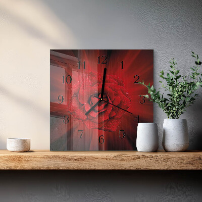 Square wall clock Rose