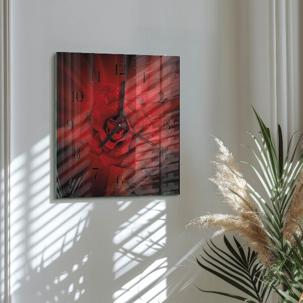 Square wall clock Rose