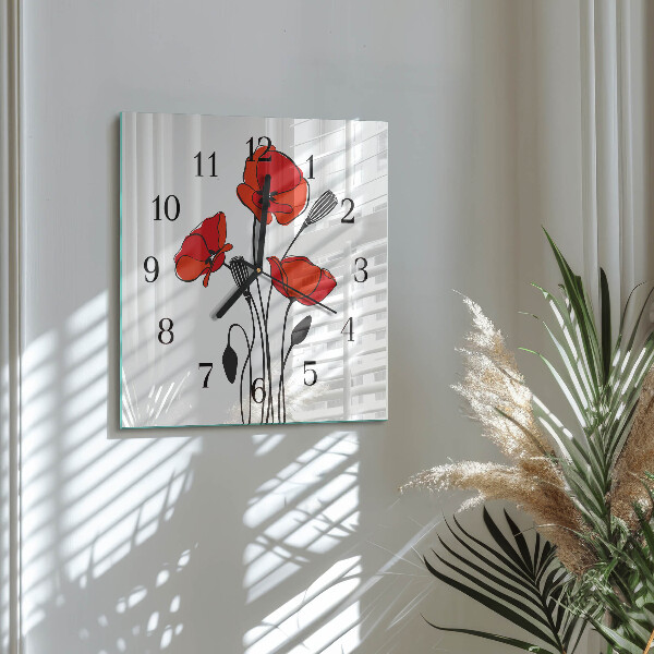 Square wall clock Poppy