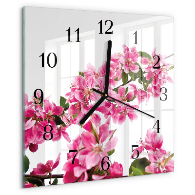 Square wall clock Flowers