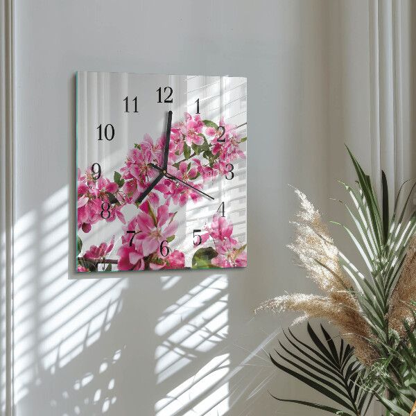 Square wall clock Flowers