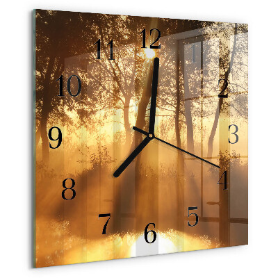 Square wall clock Trees Fog