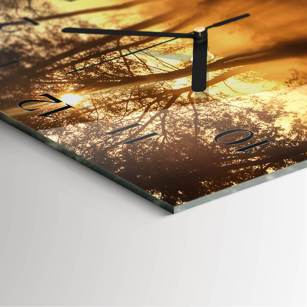 Square wall clock Trees Fog