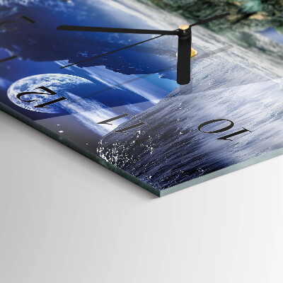Square wall clock Mountains Moon