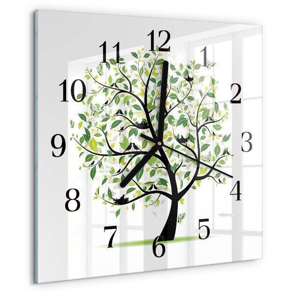 Square wall clock Tree