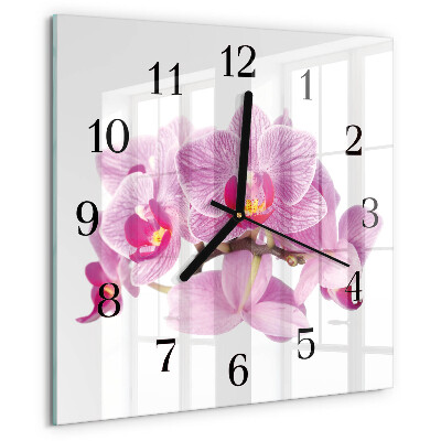 Square wall clock Orchids