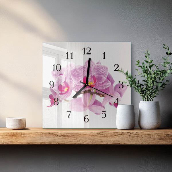 Square wall clock Orchids