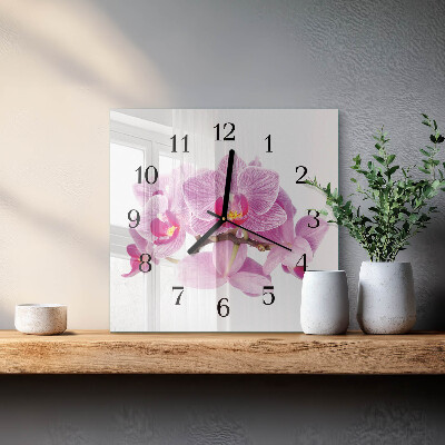 Square wall clock Orchids
