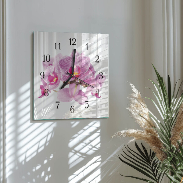 Square wall clock Orchids
