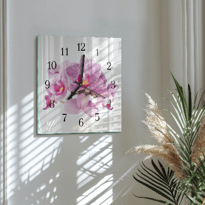 Square wall clock Orchids
