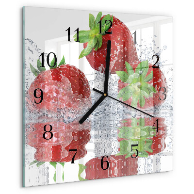 Square wall clock Strawberries
