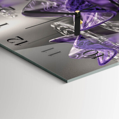 Square wall clock Glass Flowers