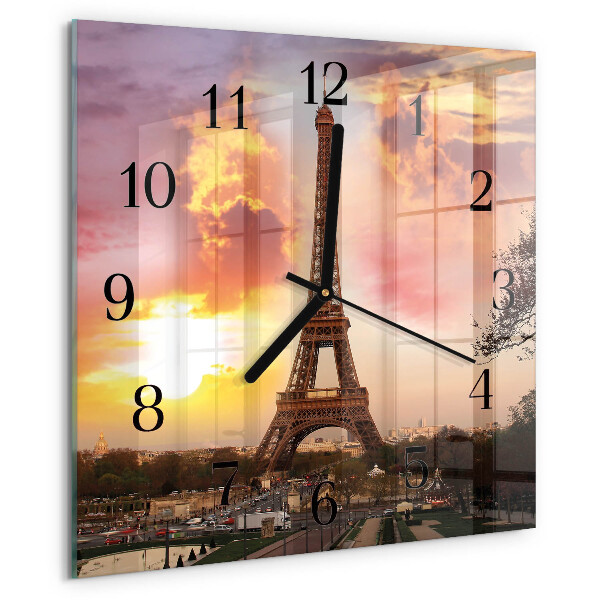 Square wall clock Eiffel Tower Paris