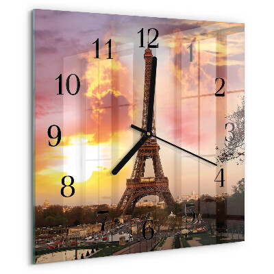 Square wall clock Eiffel Tower Paris