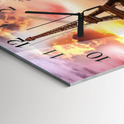 Square wall clock Eiffel Tower Paris