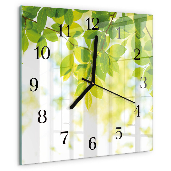Square wall clock Leaves