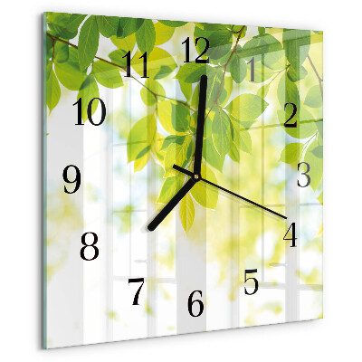 Square wall clock Leaves