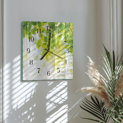 Square wall clock Leaves