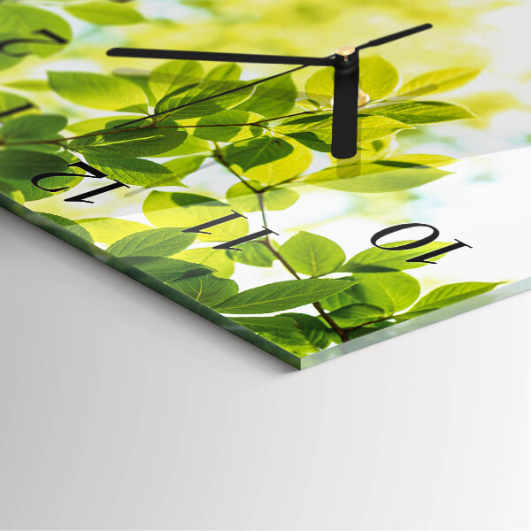 Square wall clock Leaves