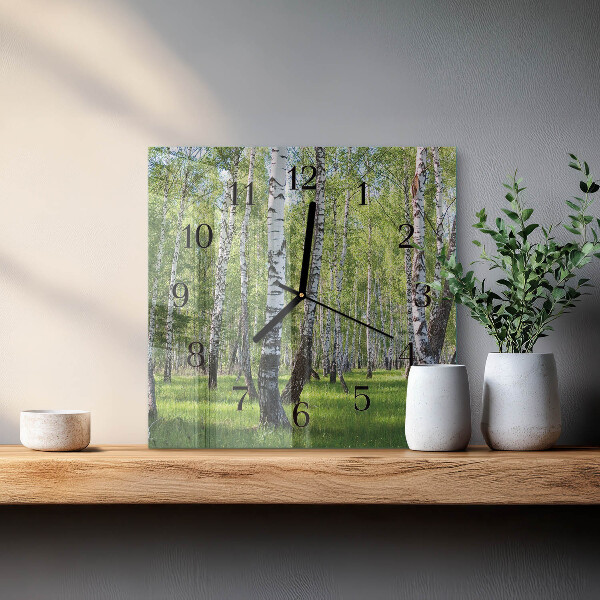 Square wall clock Birch Forest