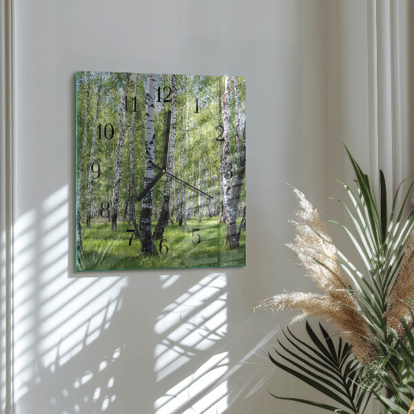 Square wall clock Birch Forest