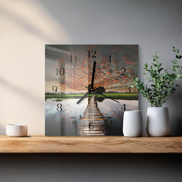 Square wall clock Meadow Bridge