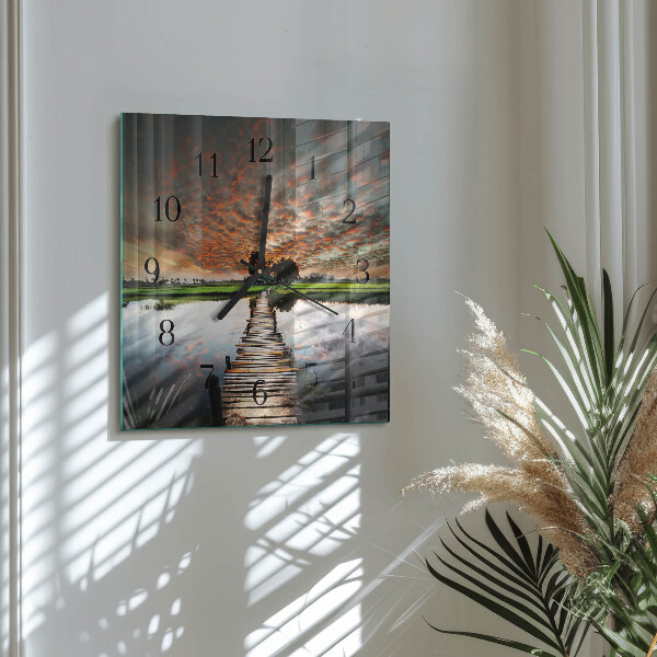 Square wall clock Meadow Bridge
