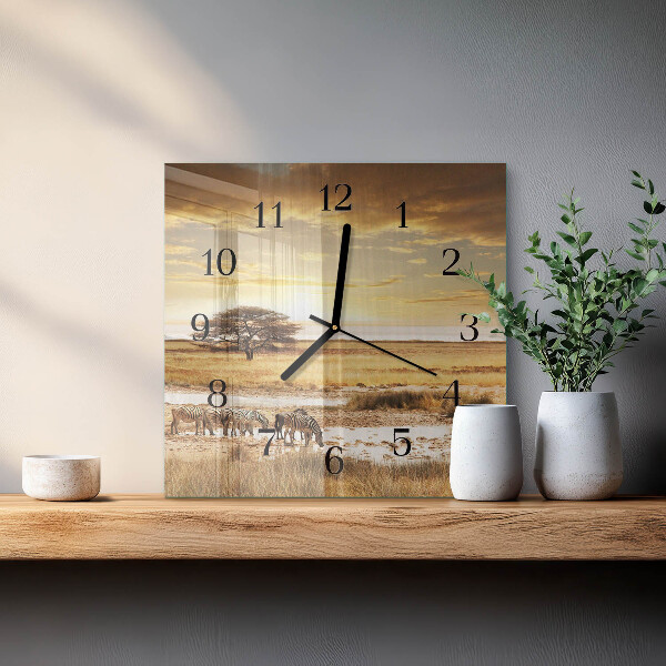 Square wall clock Zebras