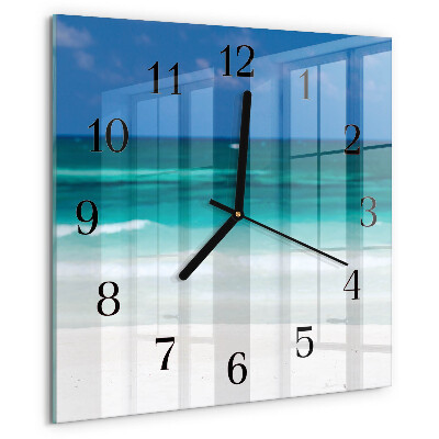 Square wall clock Beach Sea