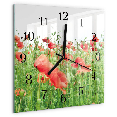 Square wall clock Poppies