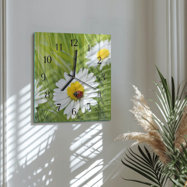 Square wall clock Daisies