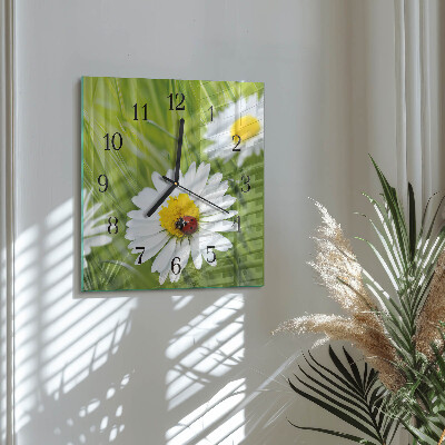 Square wall clock Daisies