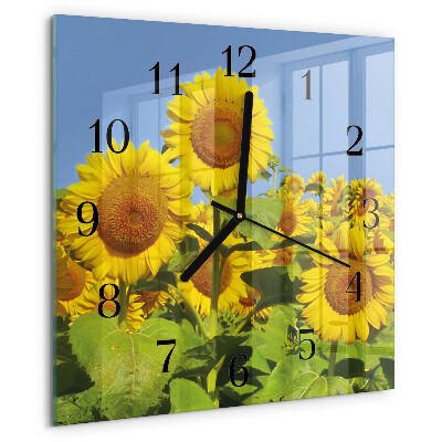 Square wall clock Sunflowers
