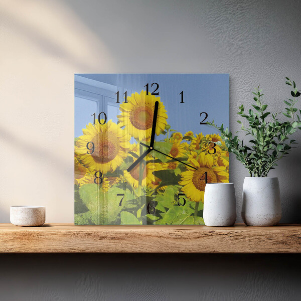 Square wall clock Sunflowers