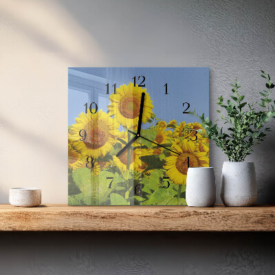 Square wall clock Sunflowers