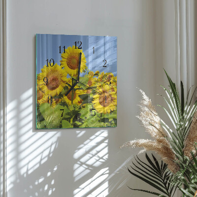Square wall clock Sunflowers